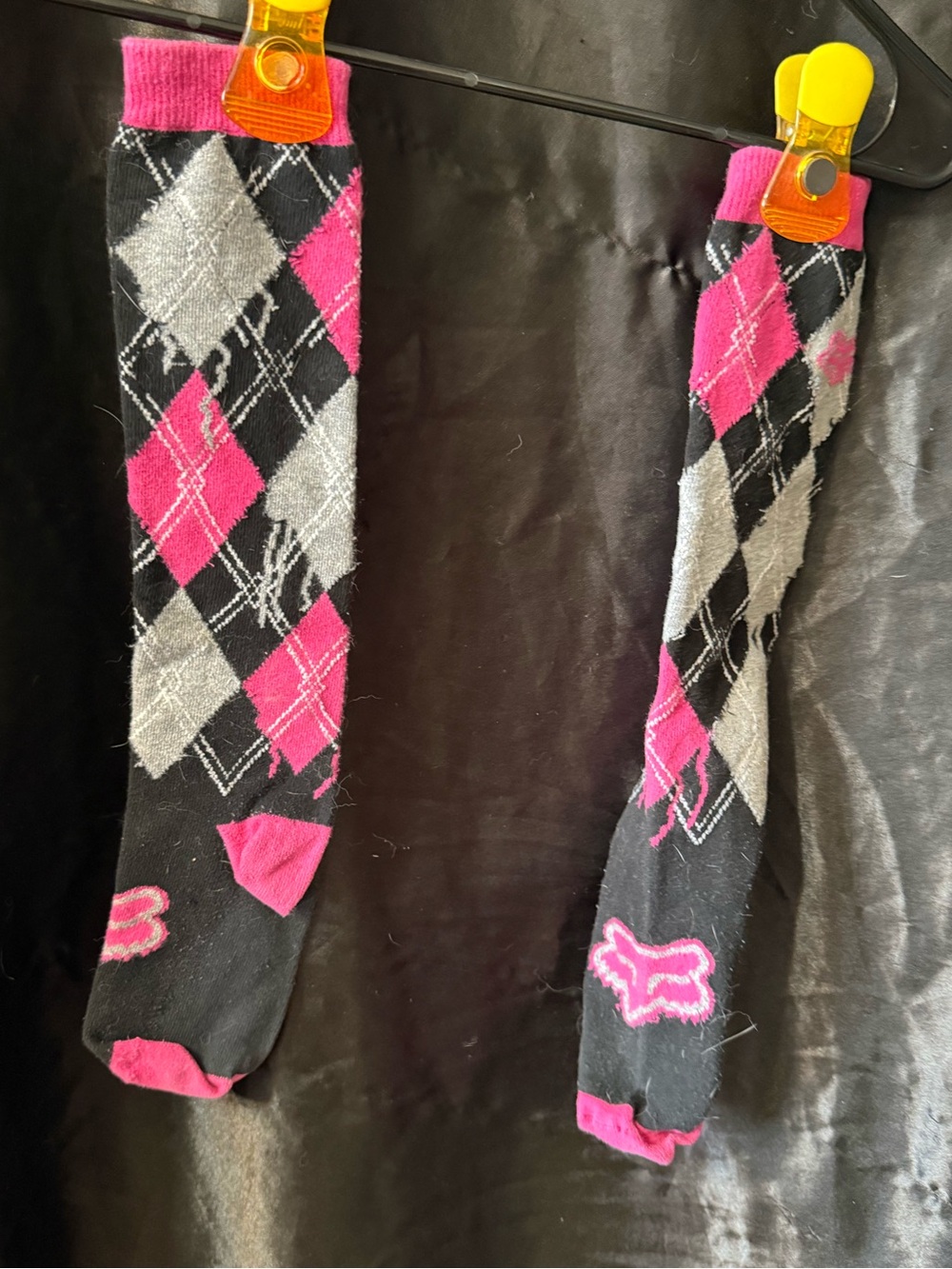 Pink and Black Women's Thigh High Socks - Brand - Fox